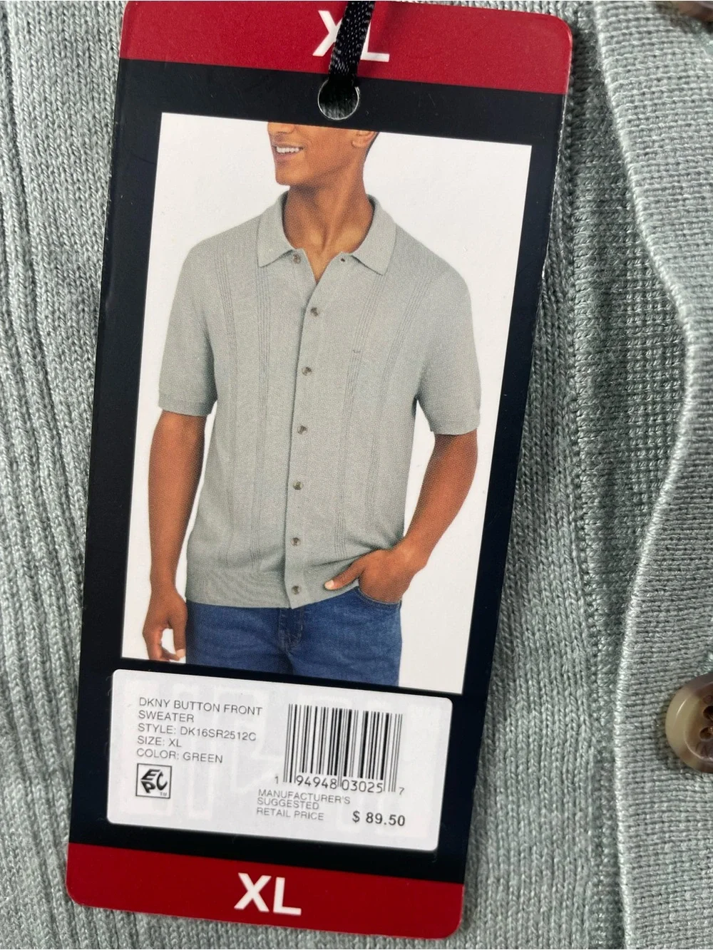 DKNY Sage Green Men’s‎ Button-Up Cardigan